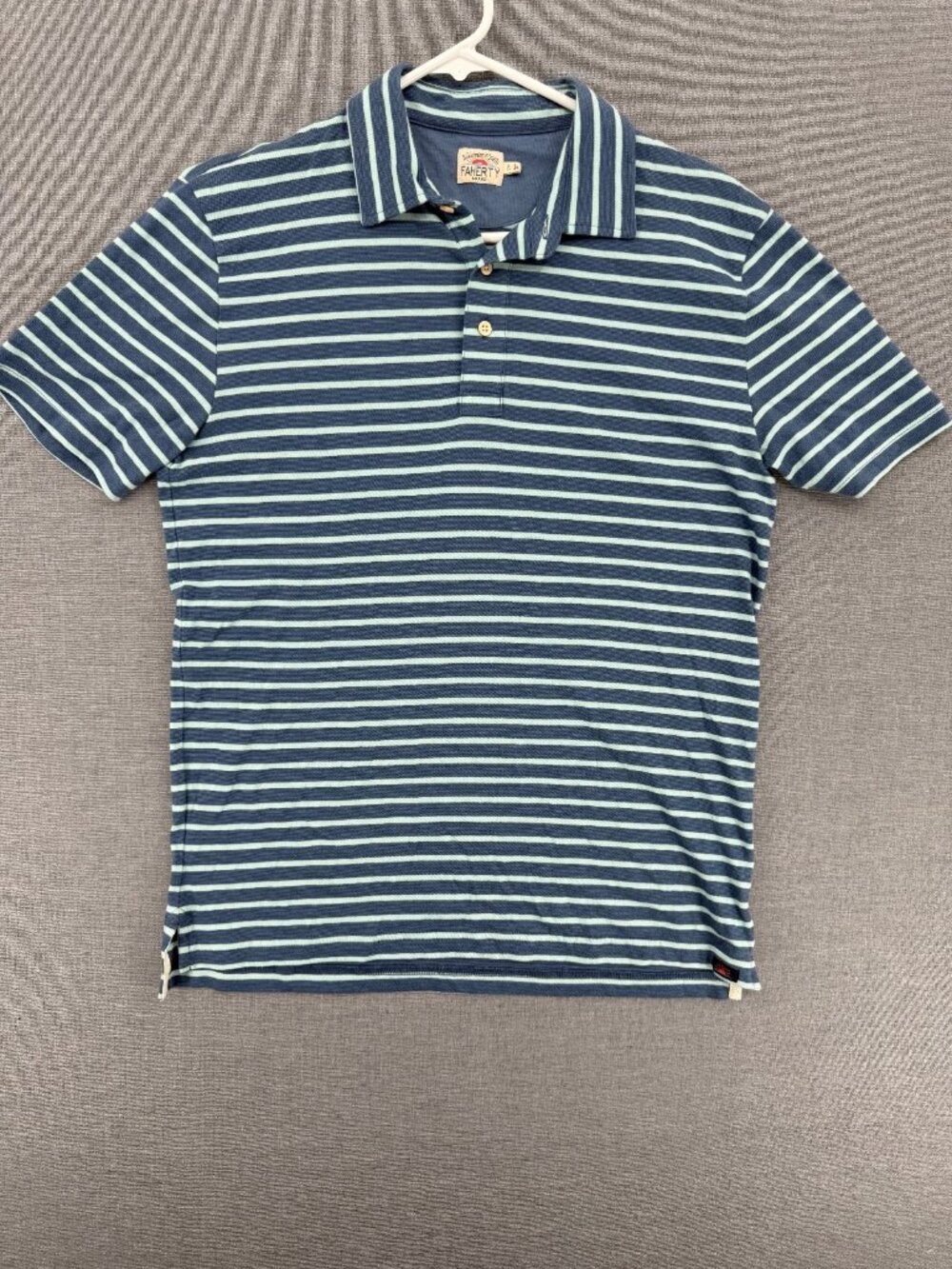 Faherty Movement Polo Shirt Mens S Blue Striped Short Sleeve Golf - Picture 2 of 7